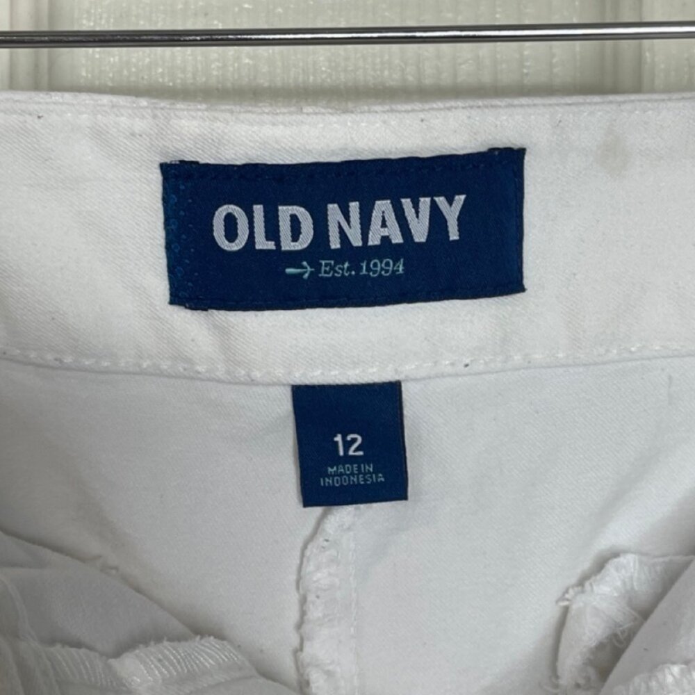OLD NAVY | Women's Classic White Cotton Blend Pixie Shorts | Size 12 - Picture 10 of 14